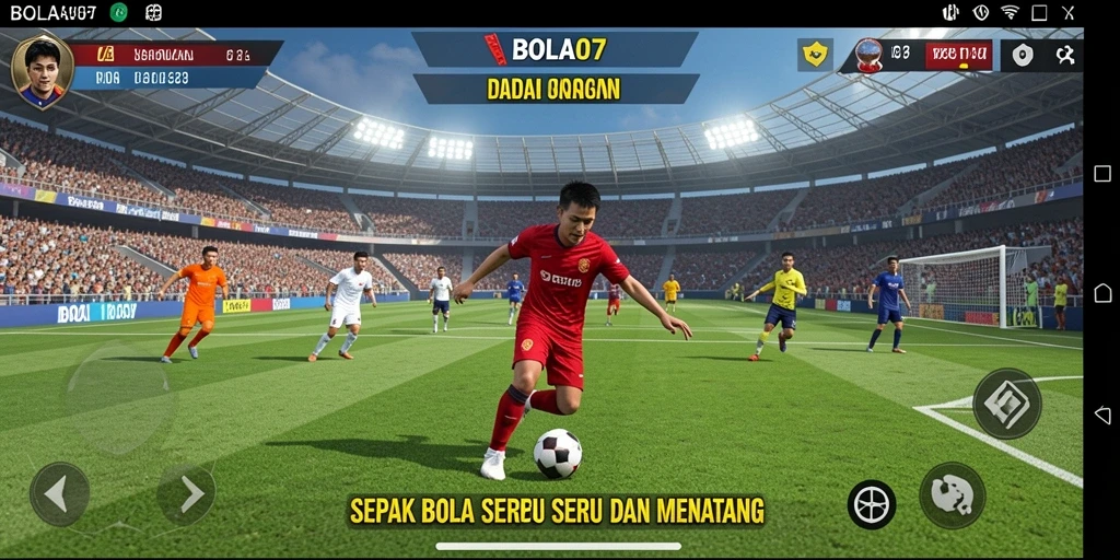 Screenshot <strong>BOLA07</strong> menampilkan aksi pertandingan sepak bola yang intens.
