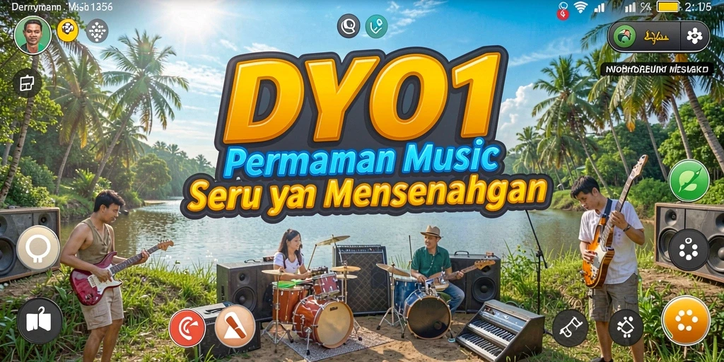 Gambar dari gameplay DY01 yang menampilkan tantangan musik yang seru.