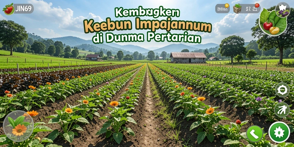 Tampilan gameplay JIN69 yang menampilkan aktivitas pertanian yang seru.