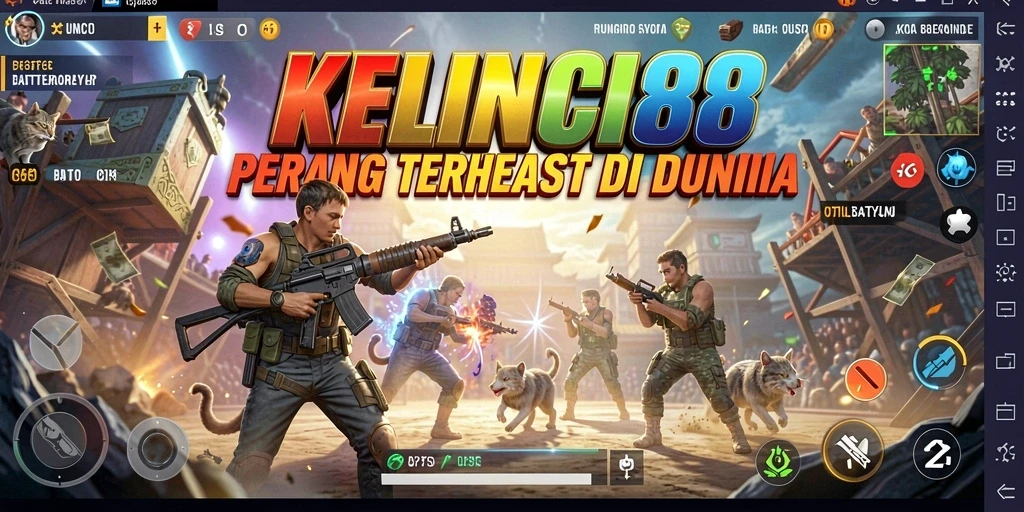 Gameplay KELINCI88 menampilkan pertempuran seru di arena Battle Royale.