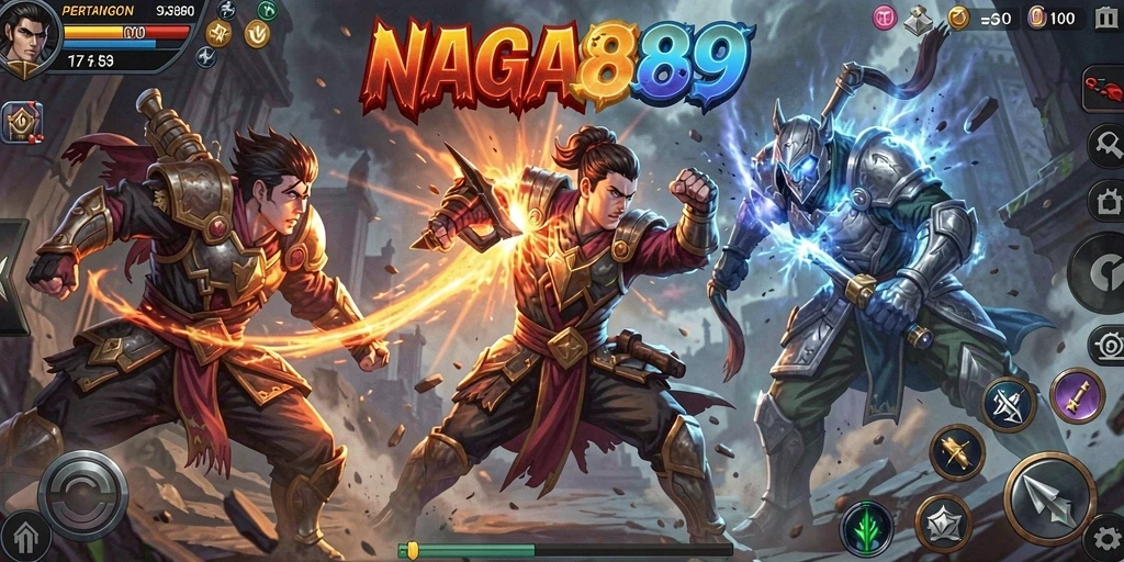 Tampilan gameplay NAGA889 dengan aksi pertarungan seru.