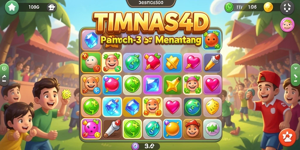 Screenshot gameplay TIMNAS4D menampilkan tantangan seru Match-3.