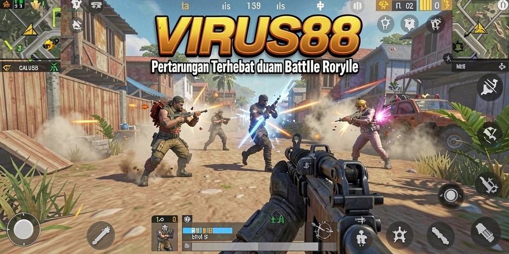 Tangkapan layar gameplay <strong>VIRUS88</strong> menunjukkan aksi seru di arena pertarungan.