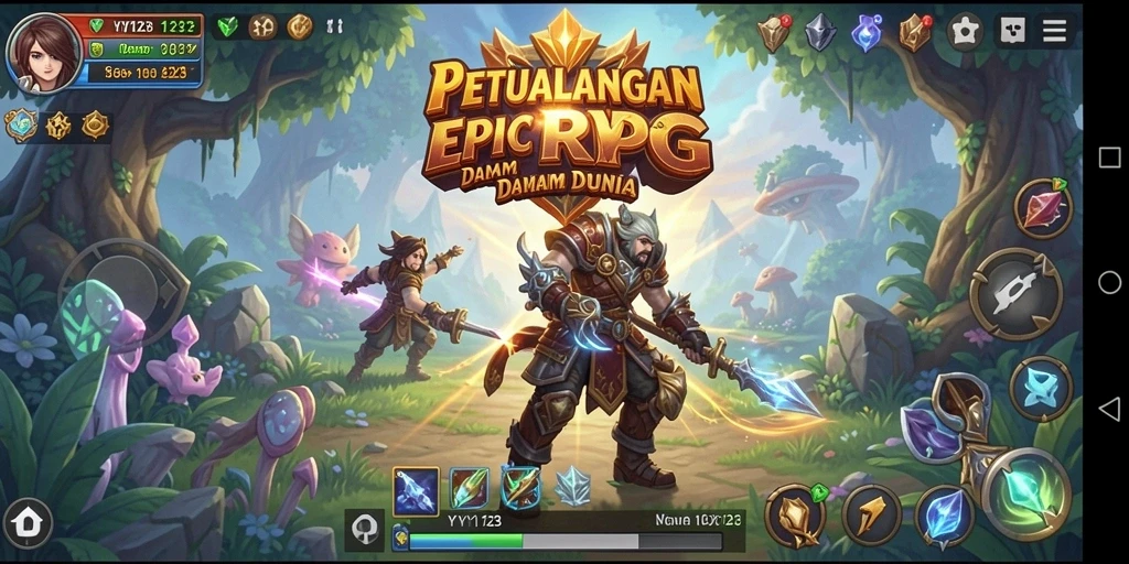 Tampilan permainan YY123 yang menawan menampilkan pertempuran RPG yang mendebarkan.